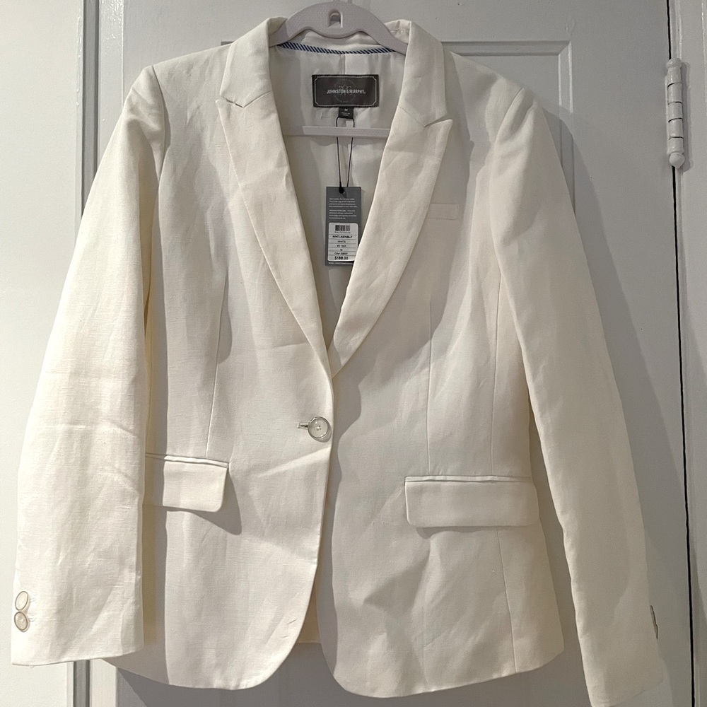 NWT Johnston & Murphy White Linen Blend Blazer